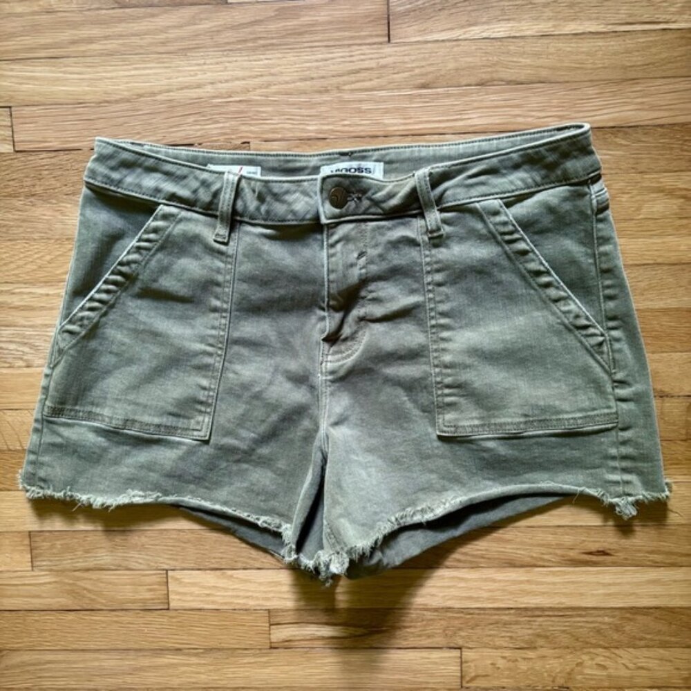 Vigoss Shorts Womens 32 Marley Mid Rise Broken In Weathered Frayed Hem Safari